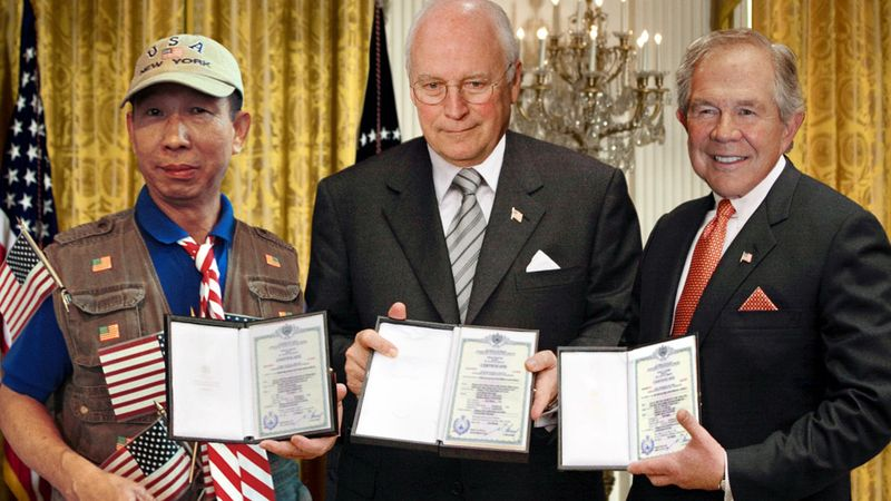 Awards were given to the handful of Americans who got to the scene before anyone else to enrich themselves.